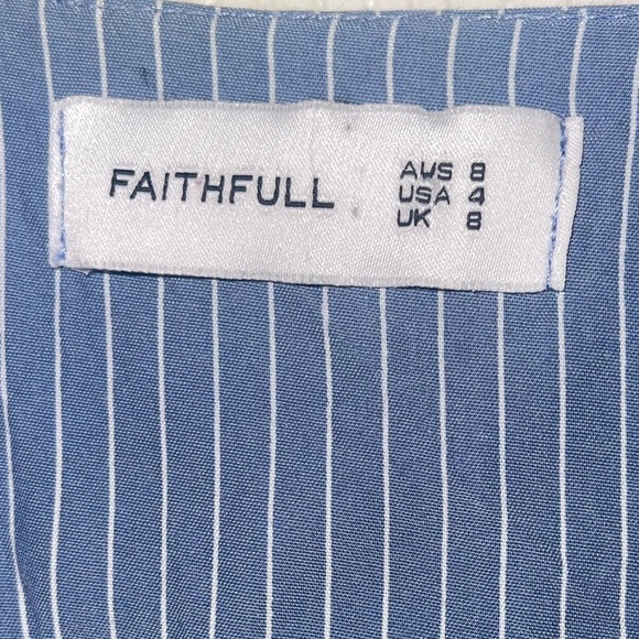 FAITHFULL THE BRAND x REVOLVE Blue White Stripe Blue Blanc Midi Dress Size 4/S - Picture 14 of 14